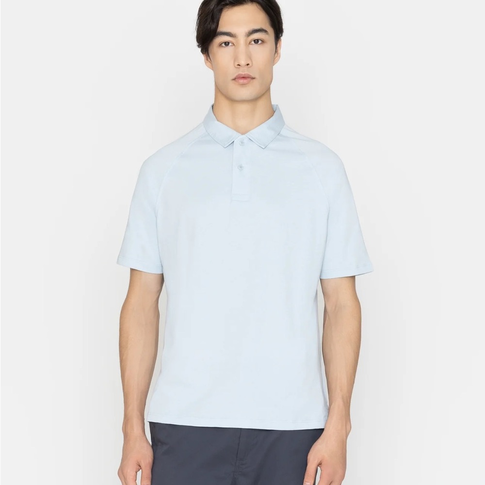Grana Supima Cotton Raglan Powder Blue Short Sleeve Polo Shirt L